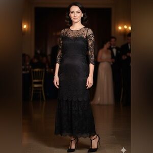 Samy Gicherman Black Guipure Lace MOB Gown 12